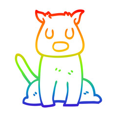 rainbow gradient line drawing cartoon calm dog