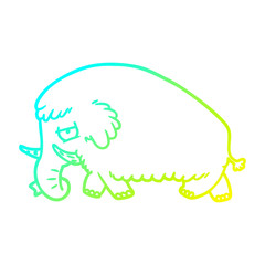 cold gradient line drawing cartoon mammoth
