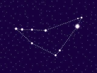 Fototapeta na wymiar Capricornus constellation. Starry night sky. Cluster of stars and galaxies. Deep space. Vector illustration