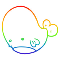 rainbow gradient line drawing cartoon whale