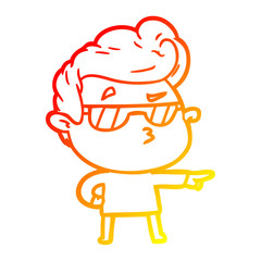 warm gradient line drawing cartoon cool guy