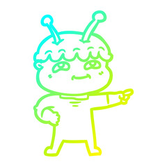 cold gradient line drawing friendly cartoon spaceman