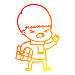 warm gradient line drawing cartoon stressed man