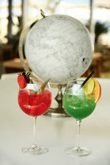 glasses  drink cool cocktail  in vacation