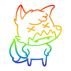 rainbow gradient line drawing cartoon dead fox