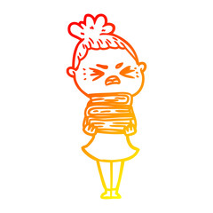 warm gradient line drawing cartoon angry woman