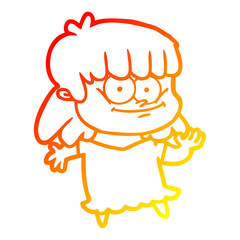 warm gradient line drawing cartoon smiling woman