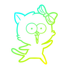 cold gradient line drawing cartoon cat
