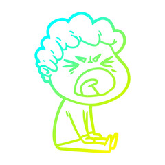 cold gradient line drawing cartoon furious man