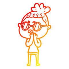 warm gradient line drawing cartoon annoyed woman