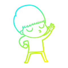 cold gradient line drawing cartoon calm boy