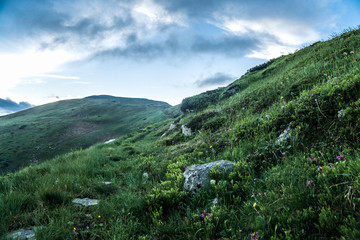 Evening in the Carpathians on the Chornohora ridge