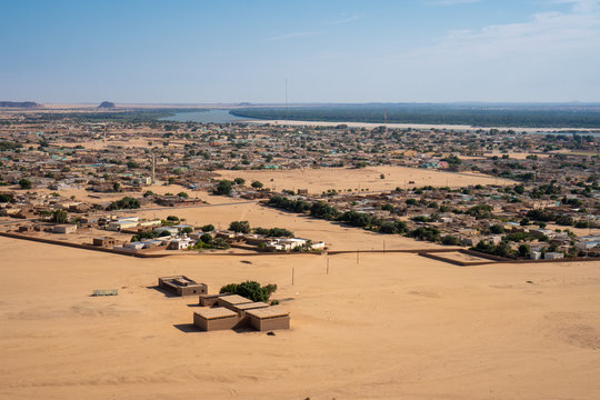 Sudanese town of Karima seen from Jebel Berkal