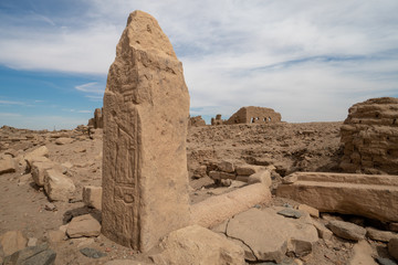Egyptian hieroglyphs on an archaeological site in the Sudan