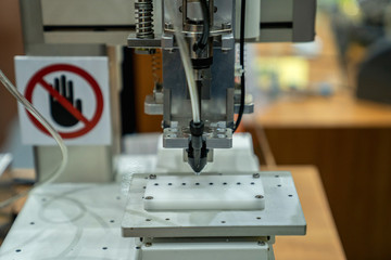 automation machine and detail close up in machine automatic with robotic automation technology for technology production factory