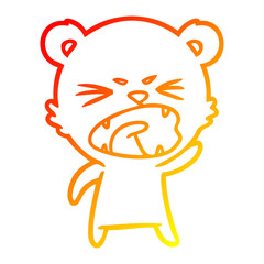 warm gradient line drawing angry cartoon polar bear