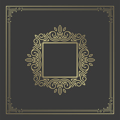 Vintage flourishes ornament swirls lines frame template vector illustration.
