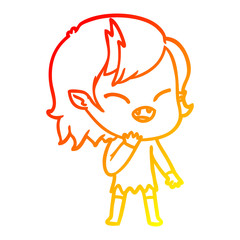 warm gradient line drawing cartoon laughing vampire girl