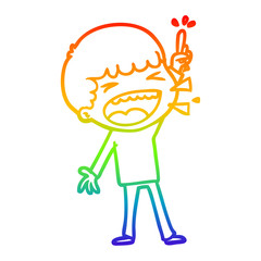 rainbow gradient line drawing cartoon laughing man