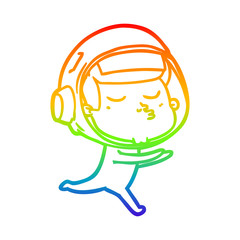 rainbow gradient line drawing cartoon confident astronaut © lineartestpilot