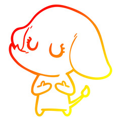 warm gradient line drawing cute cartoon elephant