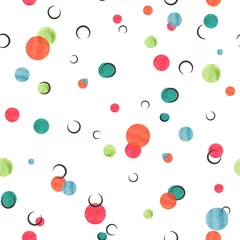 Photo sur Plexiglas Polka dot Modèle sans couture avec des cercles colorés. Fond de confettis aquarelle.
