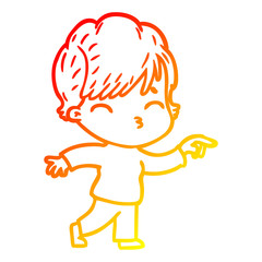 warm gradient line drawing cartoon woman thinking