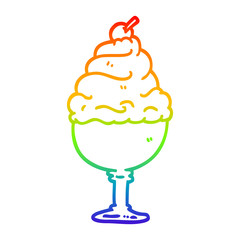 rainbow gradient line drawing cartoon ice cream