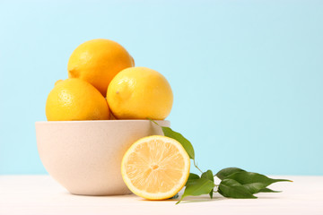 lemons on a colored background.
