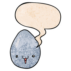 cartoon egg and speech bubble in retro texture style