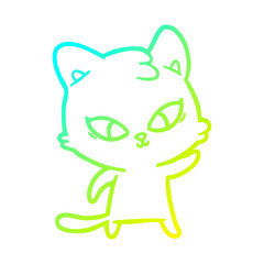 cold gradient line drawing cute cartoon cat