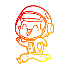warm gradient line drawing happy cartoon astronaut