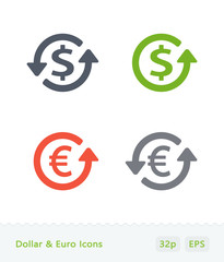 Obraz premium Dollar & Euro - Sticker Icons
