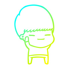 cold gradient line drawing cartoon smug boy