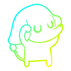 cold gradient line drawing cute cartoon elephant