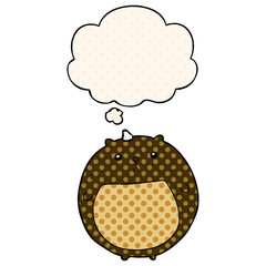 cartoon bear and thought bubble in comic book style