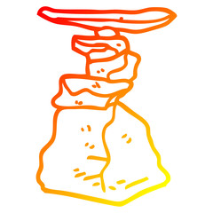 warm gradient line drawing cartoon stacked rocks