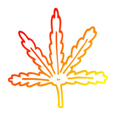 warm gradient line drawing cartoon marijuana leaf