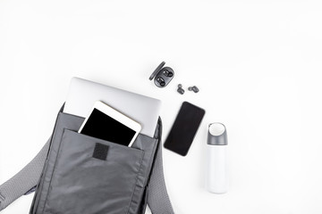 Modern backpack with laptop and tablet inside