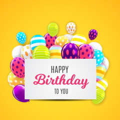 Glossy Happy Birthday Balloons Background Vector Illustration