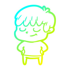 cold gradient line drawing cartoon happy boy