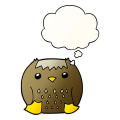 cartoon owl and thought bubble in smooth gradient style