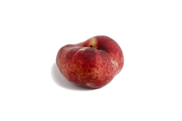 Fototapeta na wymiar flat peach closeup on white isolate background