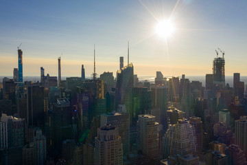 Sunrise over NYC New York City skyscrapers