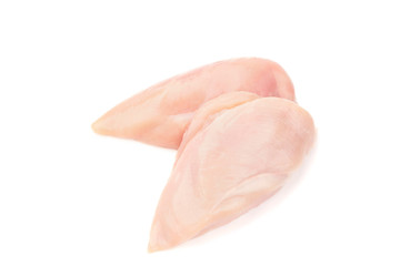Raw chicken breast filets isolated on white background.
