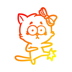warm gradient line drawing cartoon cat