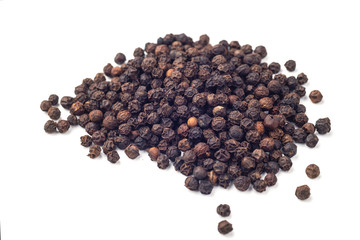 Black ground pepper isolated on white background