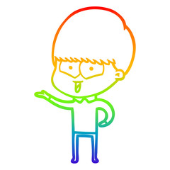 rainbow gradient line drawing cartoon happy boy