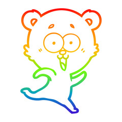 rainbow gradient line drawing laughing teddy  bear cartoon