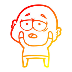 Obraz premium warm gradient line drawing cartoon tired bald man